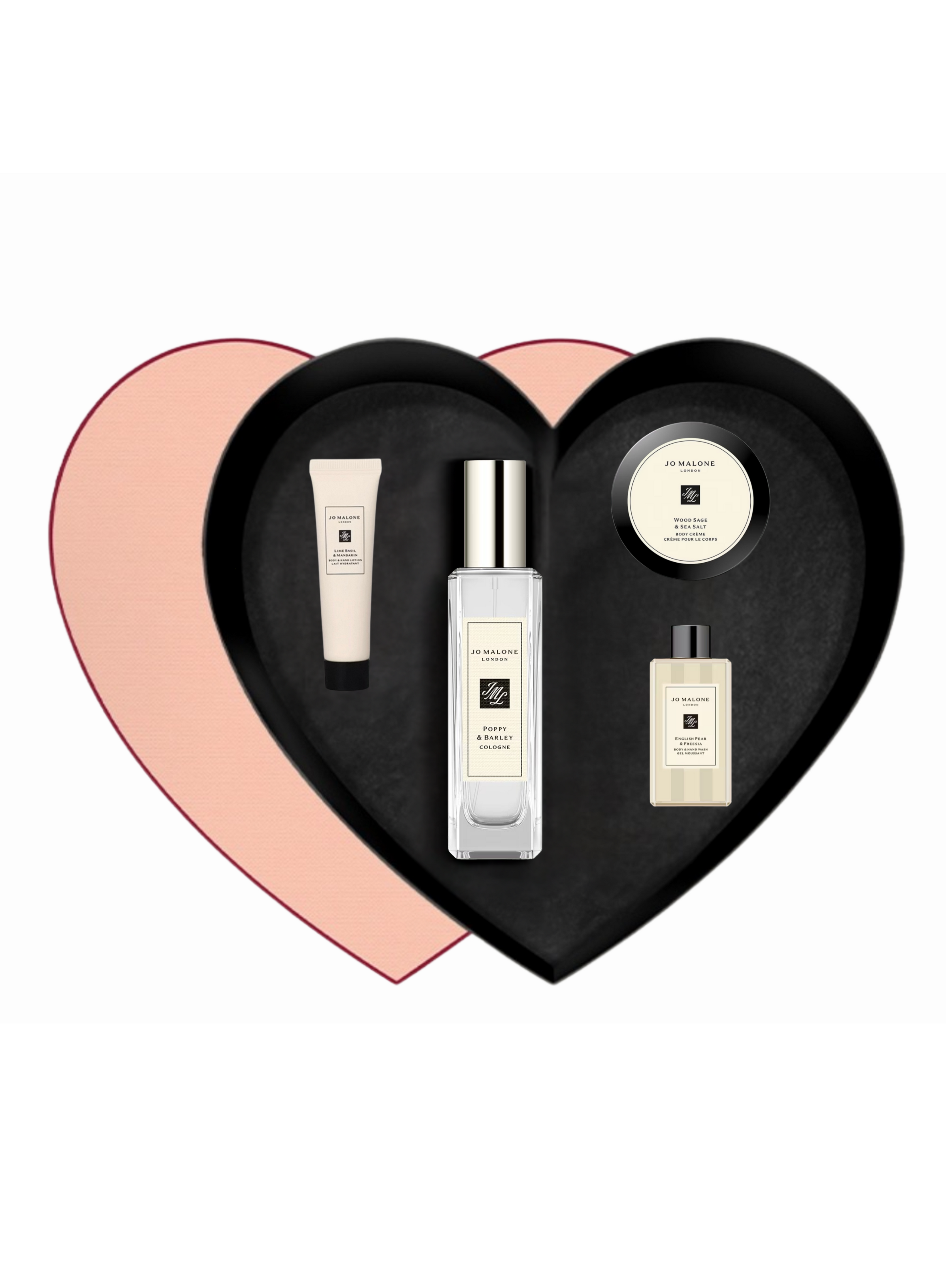 Jo Malone Poppy & Barley 30ML / LIME BASIL & MANDARIN HAND CREAM 15ML / ENGLISH PEAR & FREESIA BODY & HAND WASH 15ML / WOOD SAGE & SEA SALT 15ML