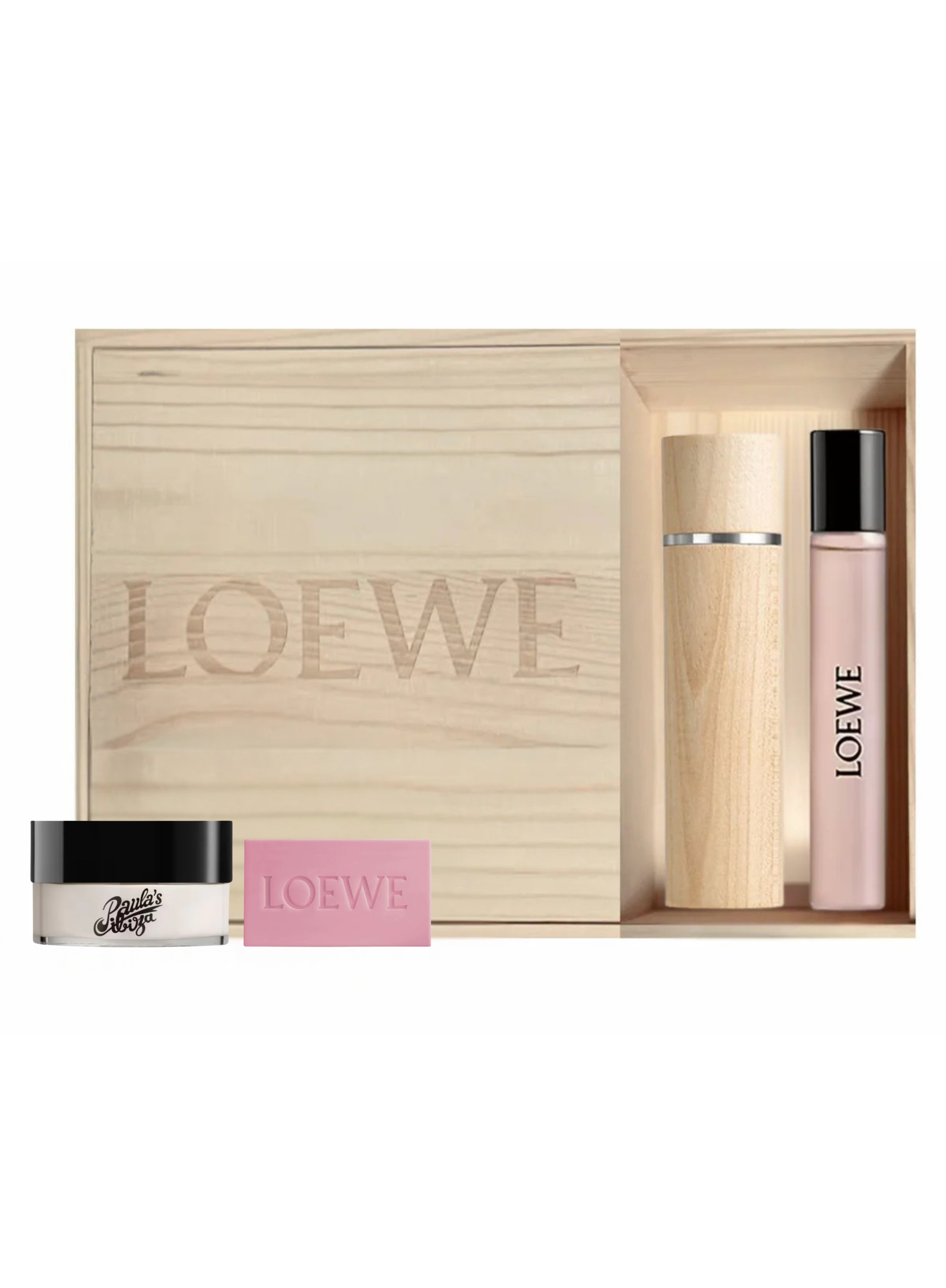 Loewe-ის ხის სასაჩუქრე სეტი – სუროს საპონი და AGUA ELLA 15მლ