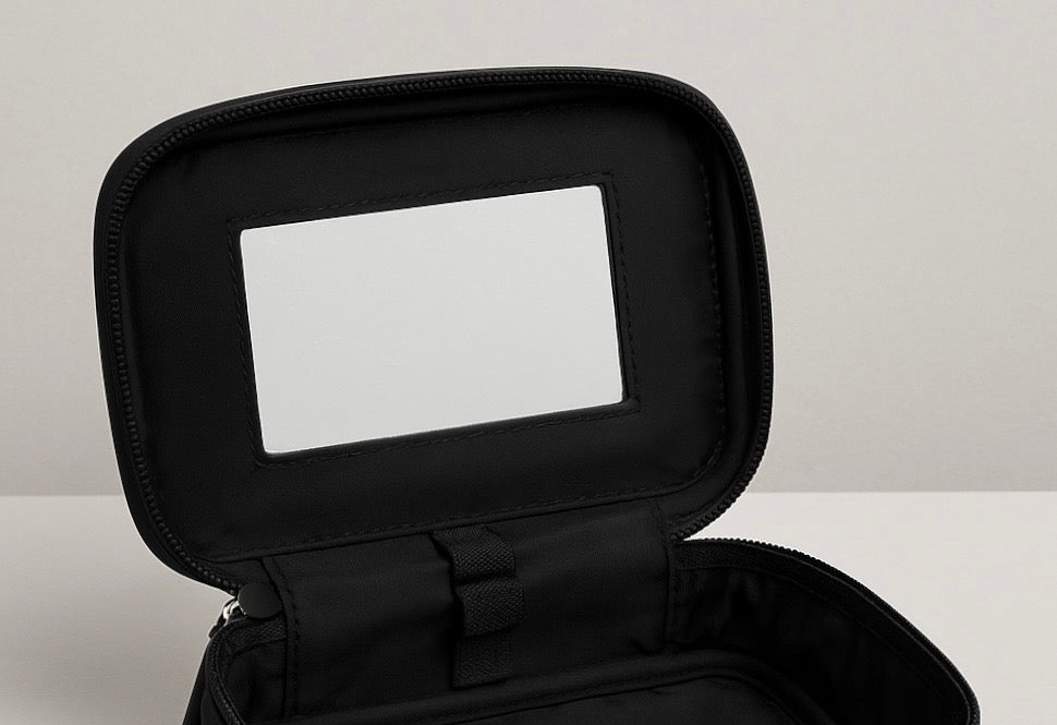 Prada Two-Section Professional Cosmetic Bag with Built-In Mirror
