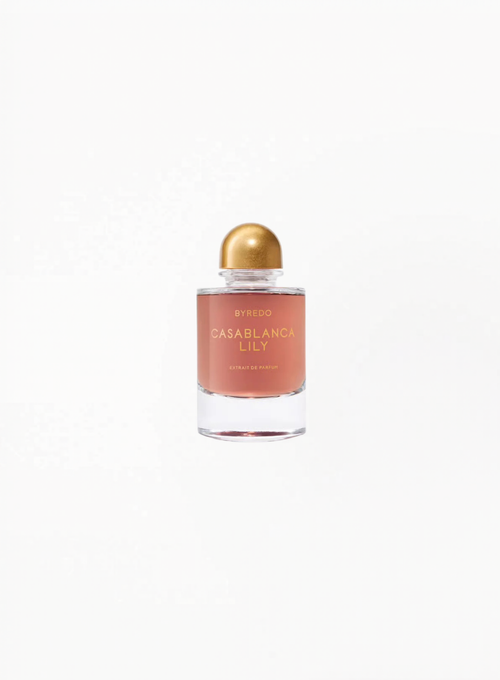 BYREDO Casablanca Lily Extrait de Parfum bottle with gold cap on a clean white background, authentic luxury fragrance available at Exquisite.
