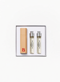 BYREDO Rose of No Man’s Land Eau de Parfum Travel Gift Set featuring a leather travel case and two 12ml fragrance refills displayed inside the original gift box on a white background at Exquisite.