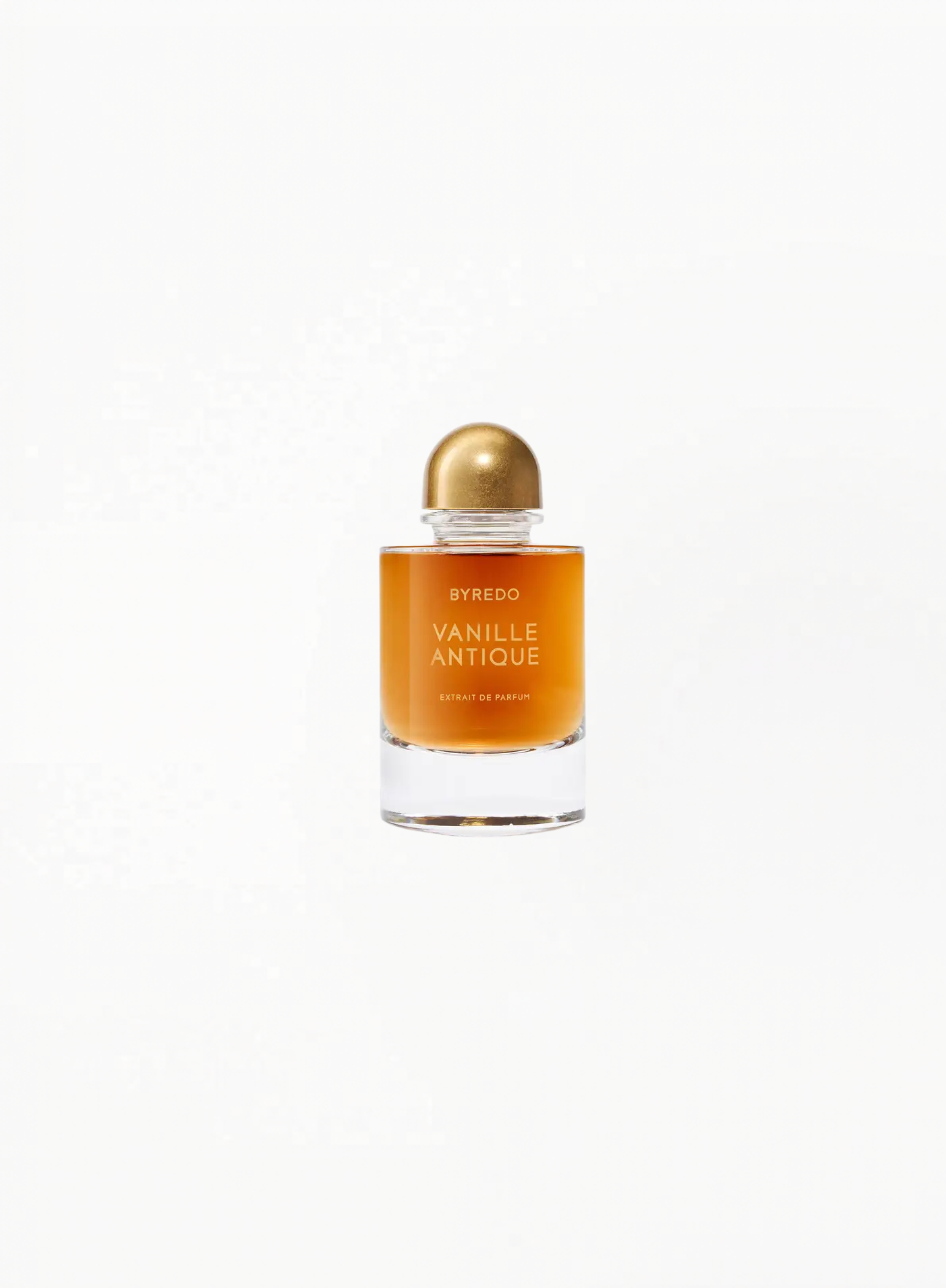 BYREDO Vanille Antique Extrait de Parfum 70ML bottle and packaging displayed on a clean white background, luxury unisex vanilla fragrance from BYREDO available at Exquisite.
