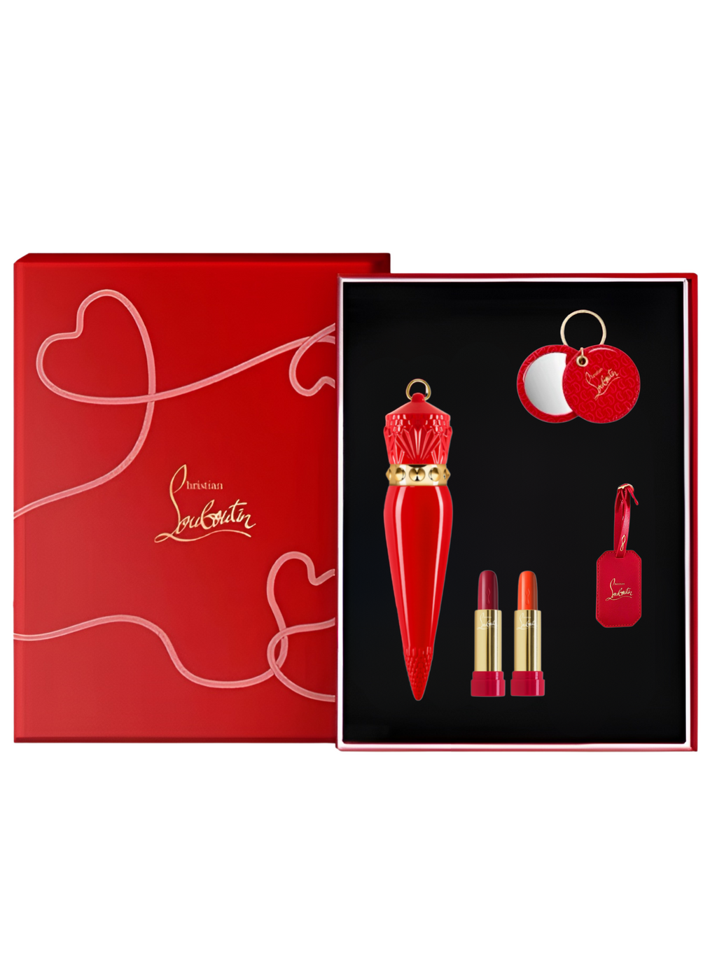 Christian Louboutin Ultra Limited Edition Set – Lipstick Refills 001G & 009G + Red Case, Lipstick Bag & Accessories