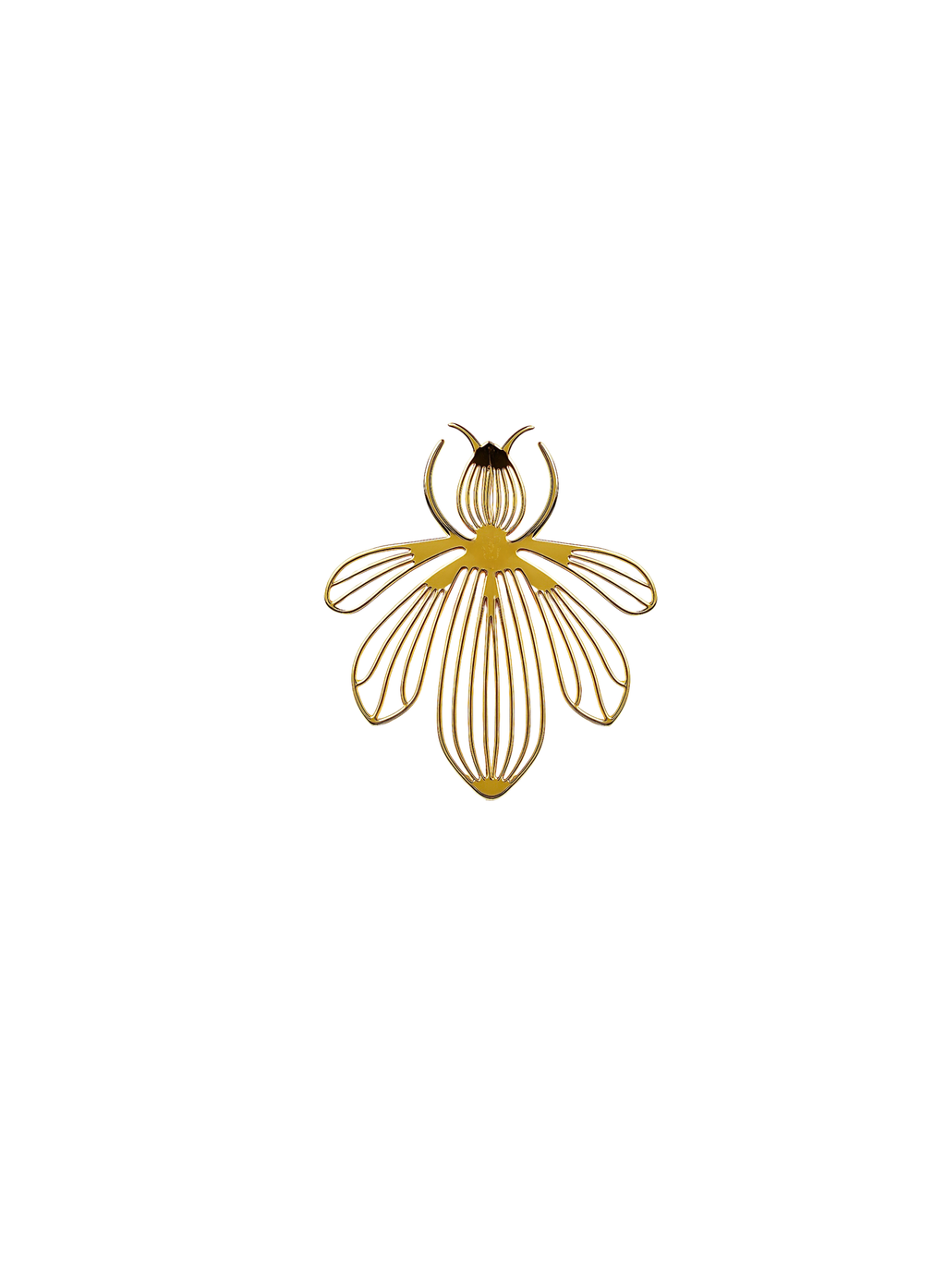 guerlain Golden wire bee sculpture on a white background