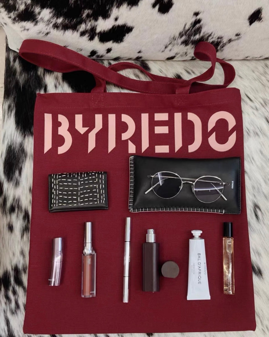 BYREDO Burgundy Canvas Tote Bag 30x25cm