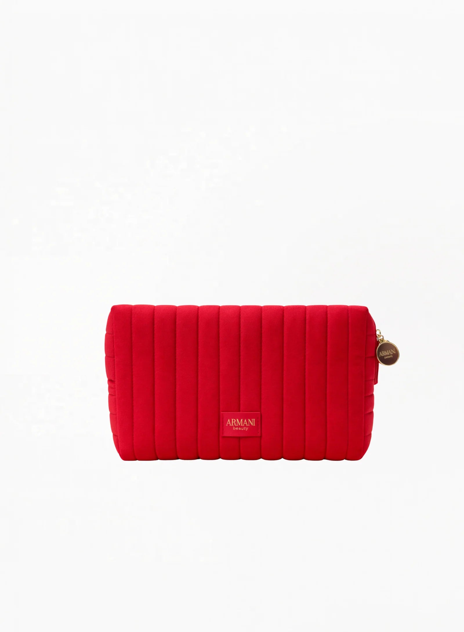 GIORGIO ARMANI Quilted Red Makeup Pouch 18.5×13.5×5cm