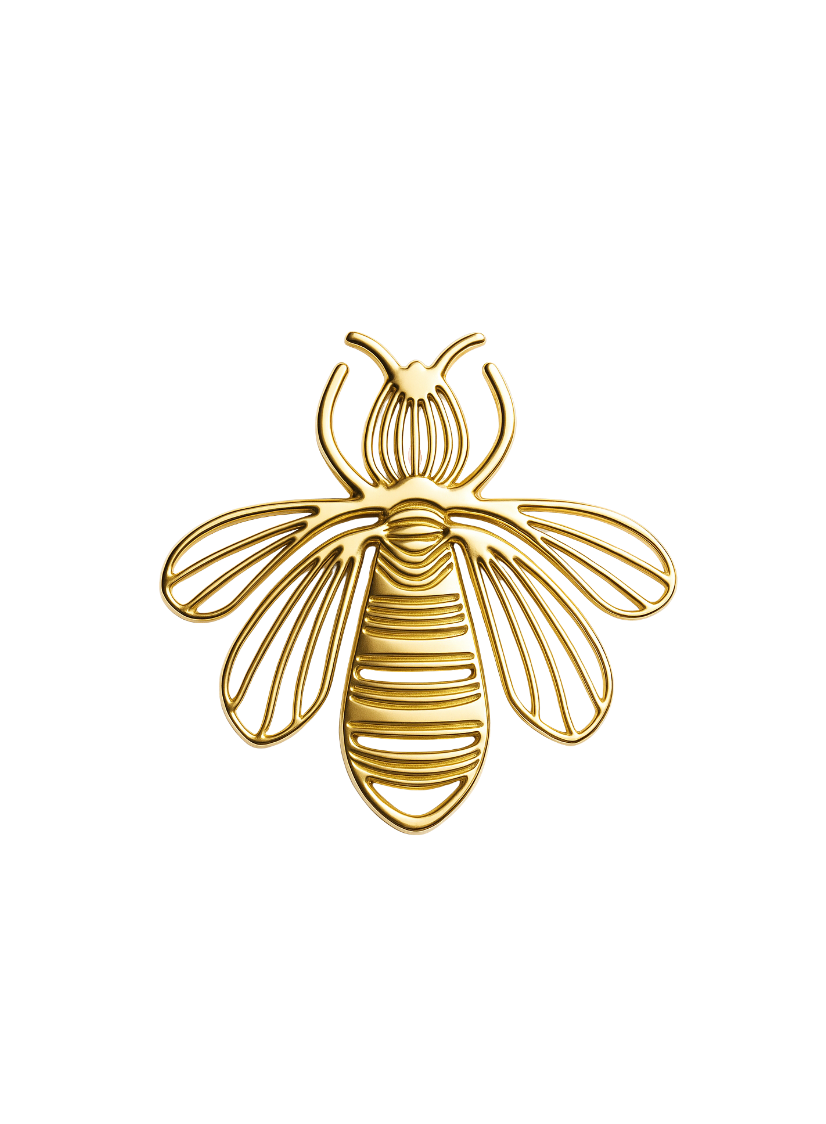 guerlain Gold bee-shaped brooch on a white background