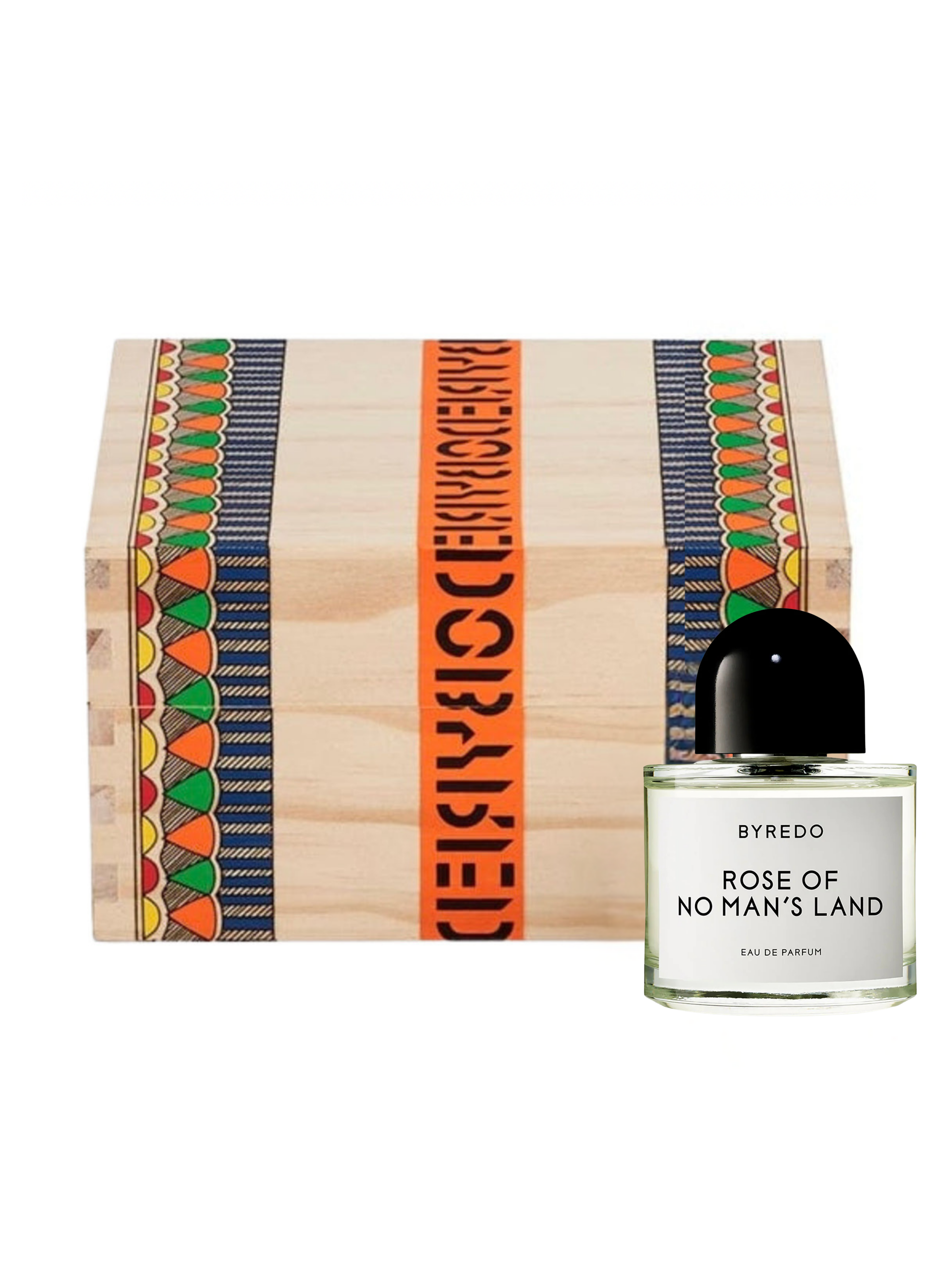 Byredo Rose of No Man's Land perfume bottle with decorative box on a white background