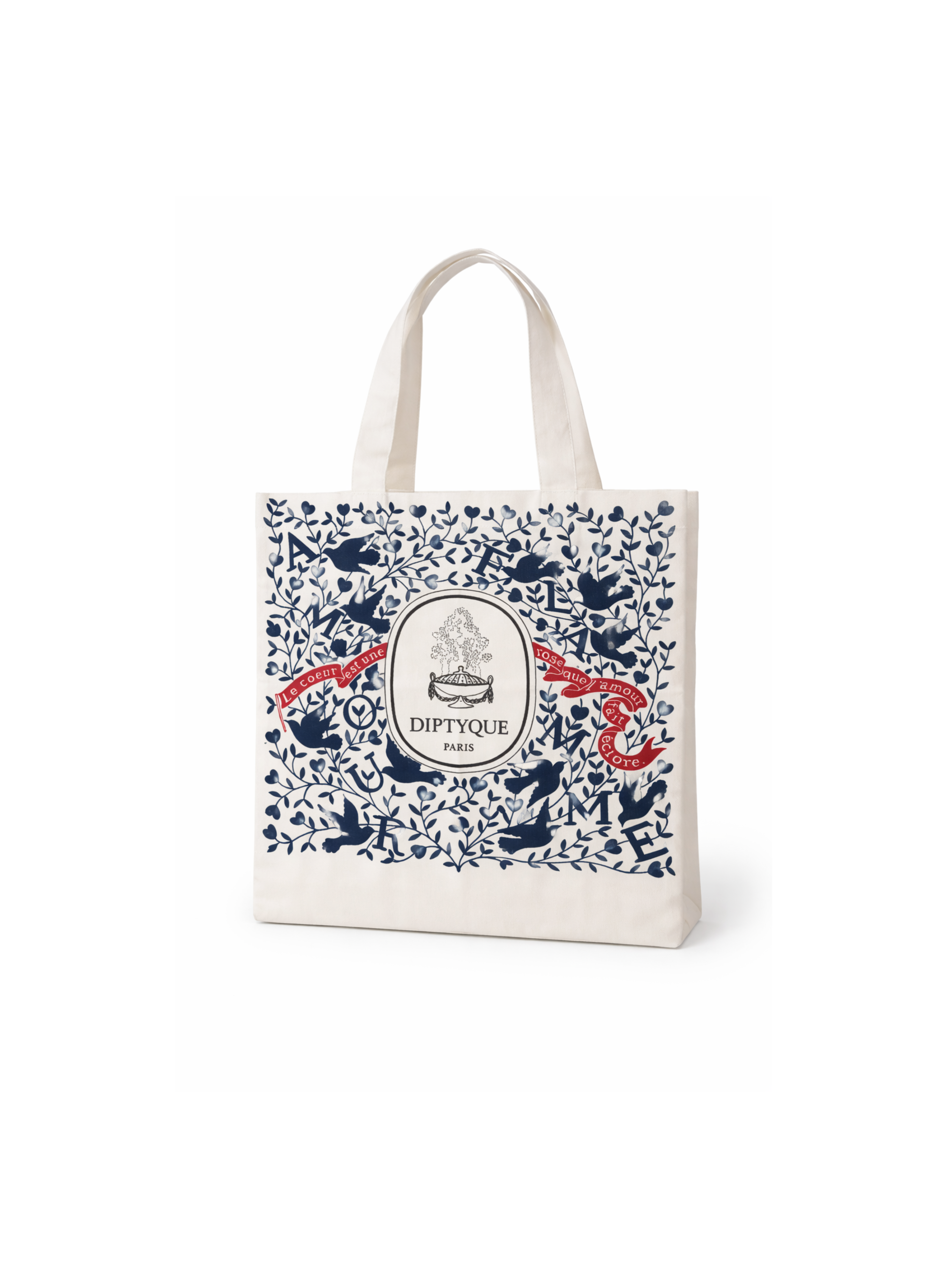 Diptyque limited edition canvas tote bag with minimalist branding on a white background
