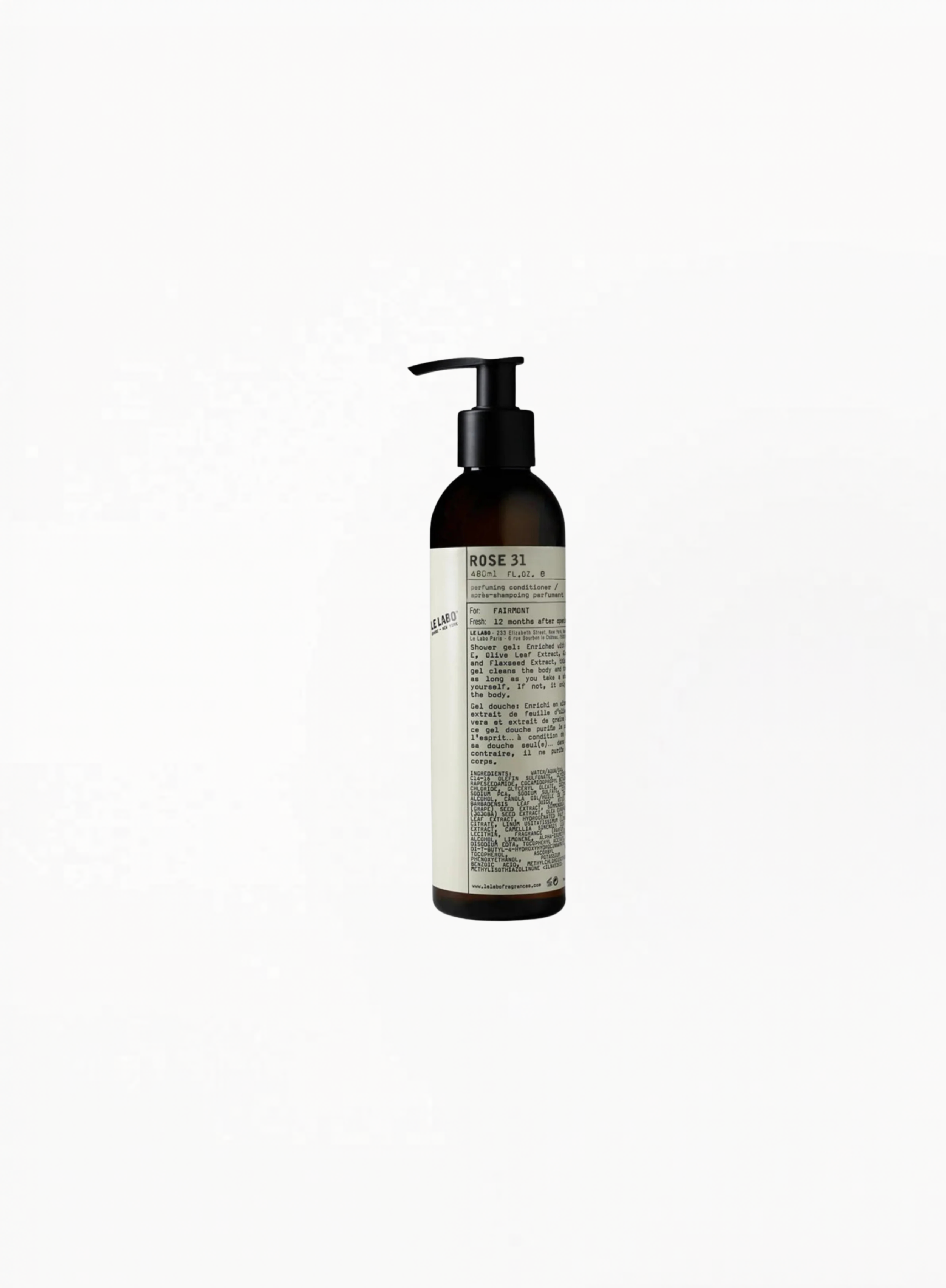 LE LABO Rose 31 shampoo 480ml for Fairmont Hotel, authentic luxury hair care available at Exquisite.