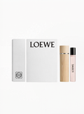 LOEWE Agua Ella 15ML fragrance with engraved LOEWE wooden case, an elegant travel-size perfume set available at Exquisite.