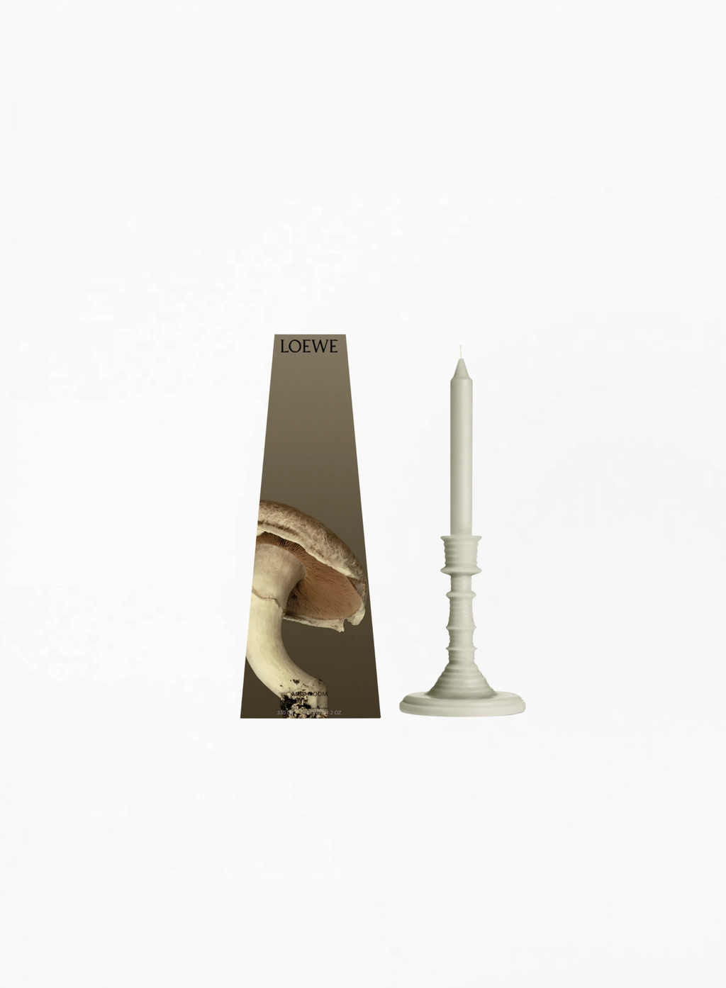 LOEWE Mushroom Scented Candleholder Candle 330g with sculptural ceramic design and botanical luxury presentation, available at Exquisite.