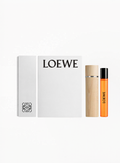 LOEWE Solo Ella 15ML fragrance with engraved LOEWE wooden case, an elegant travel-size perfume set available at Exquisite.