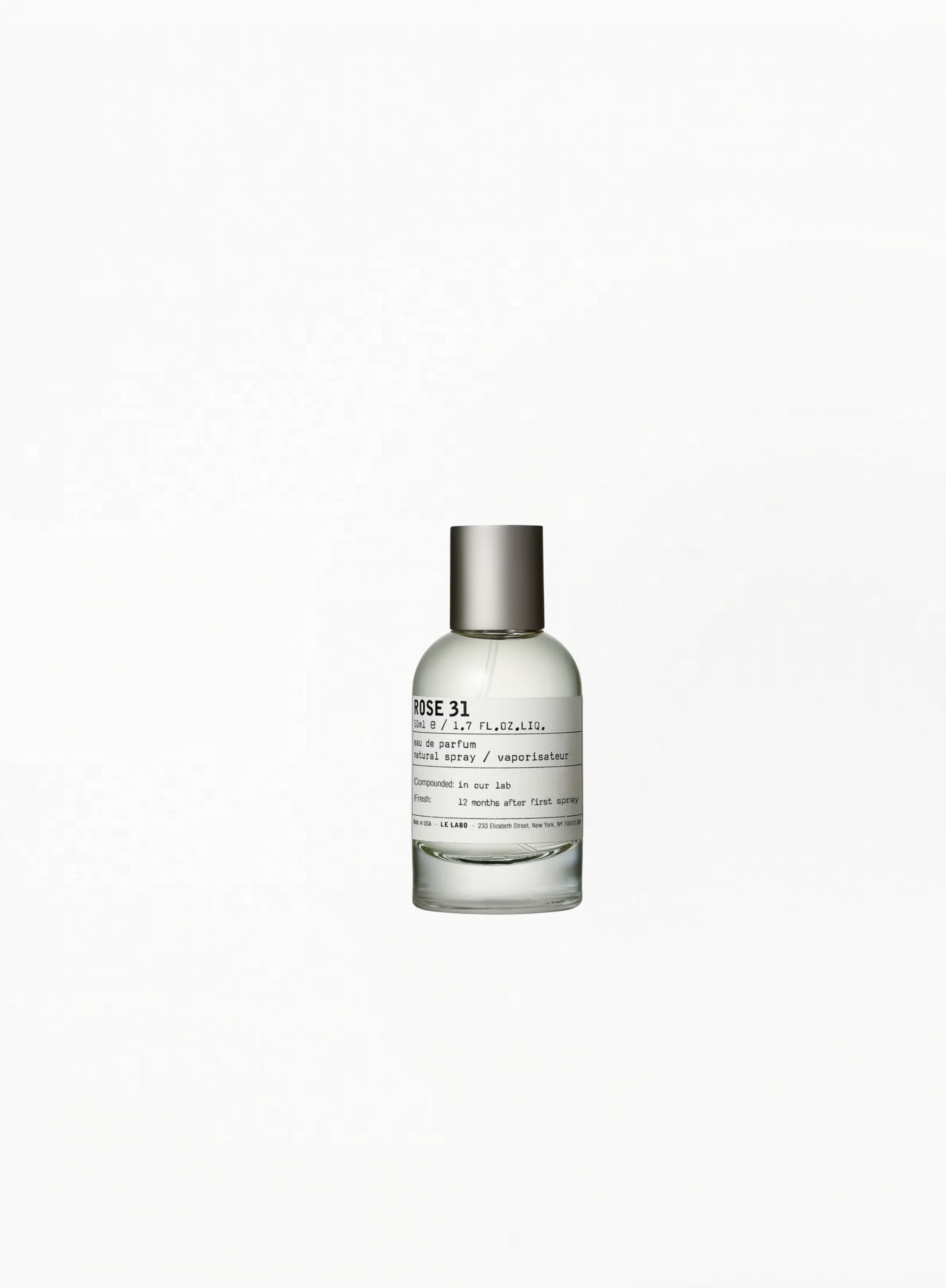 Le Labo Rose 31 Eau de Parfum 50ml bottle on a clean white background, authentic luxury niche fragrance available at Exquisite.