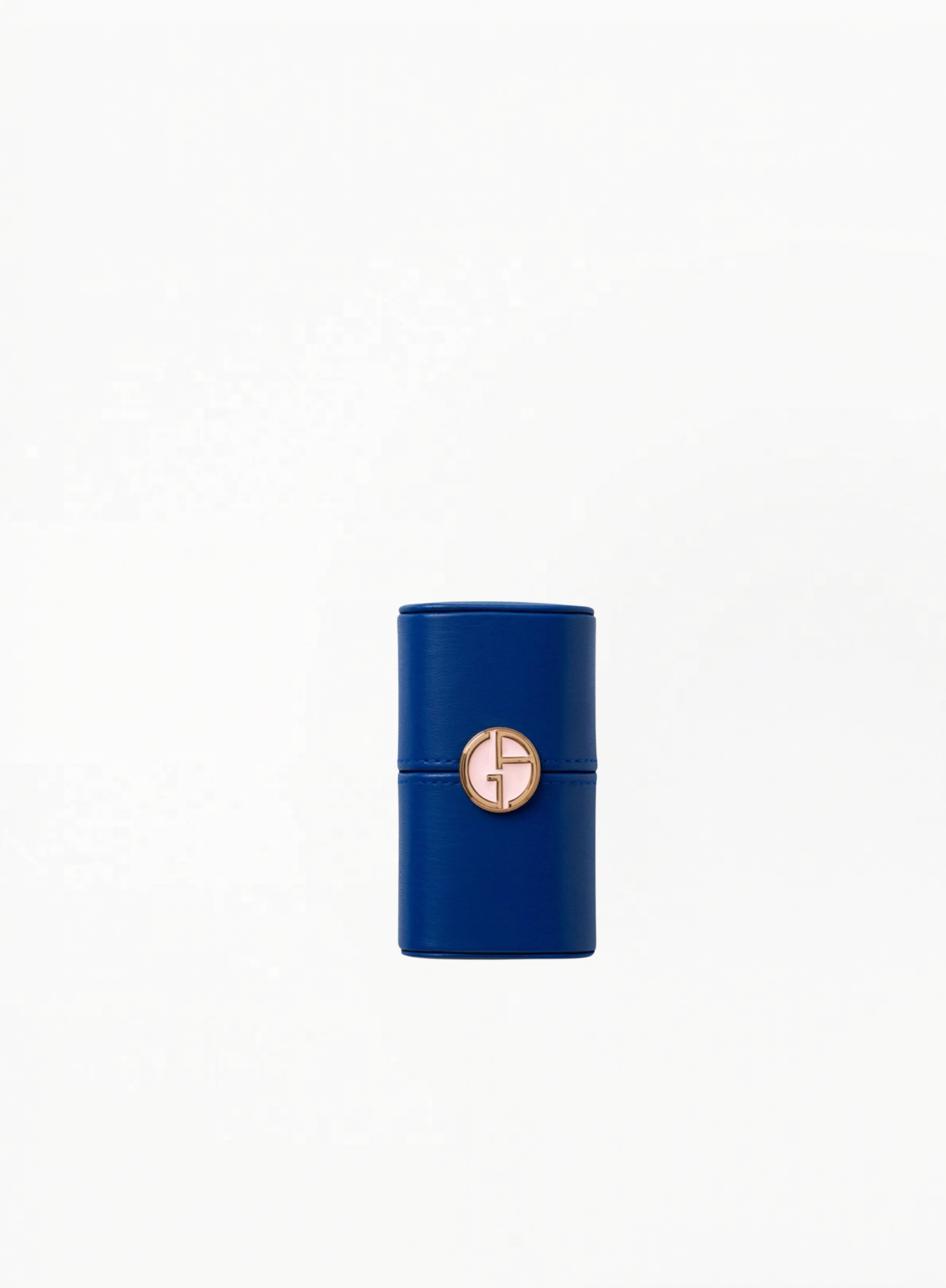 Luxury blue Giorgio Armani fragrance case with gold logo detail on a clean white background, available at Exquisite.
