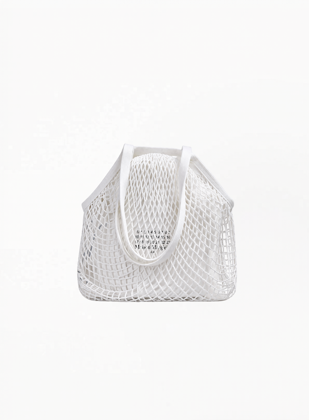 Maison Margiela Knitted Mesh Tote Bag Size L 35×38cm, authentic knitted mesh tote bag available at Exquisite.