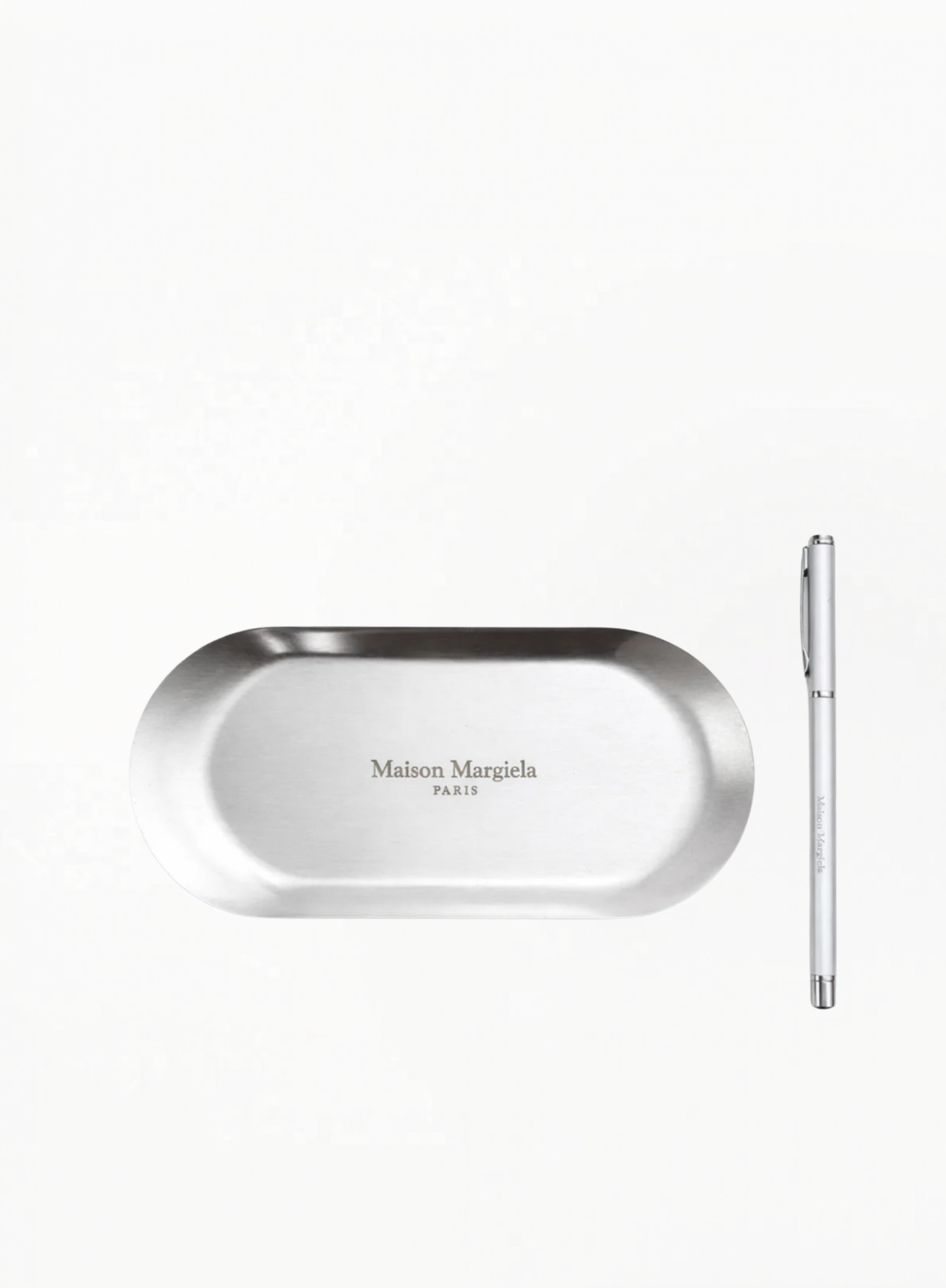 Maison Margiela Paperweight and Silver Pen Limited Edition with Golden Gift Box — authentic Maison Margiela gift accessory set, curated by Exquisite.