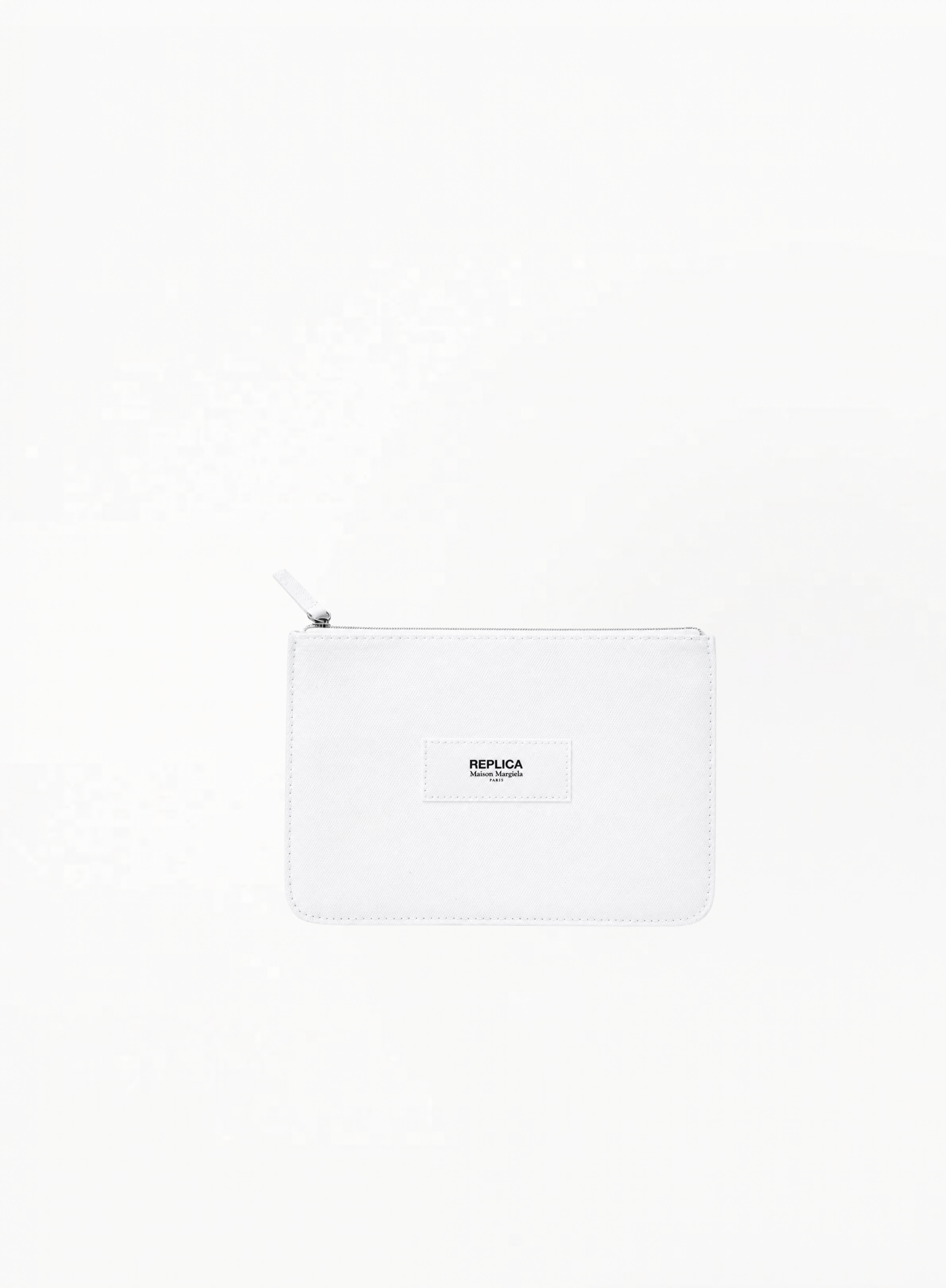 Maison Margiela Replica White Cotton Pouch 18x11cm on a clean white background, curated by Exquisite.