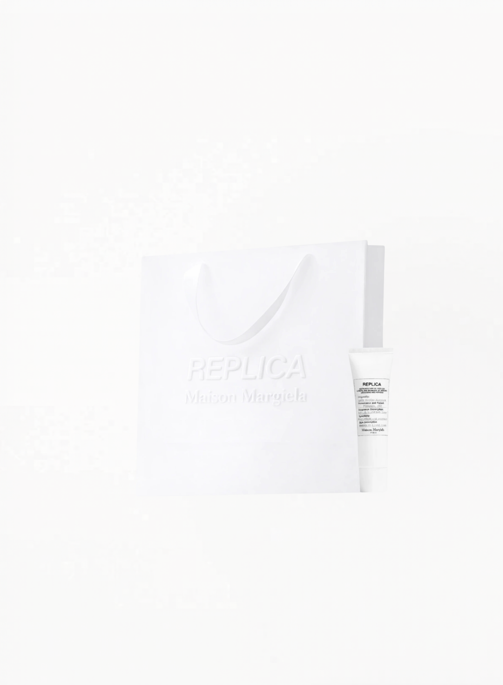 Maison Margiela Tote Bag 36×36×12.5cm with Lazy Sunday Morning Body Lotion, authentic Maison Margiela gift set available at Exquisite.