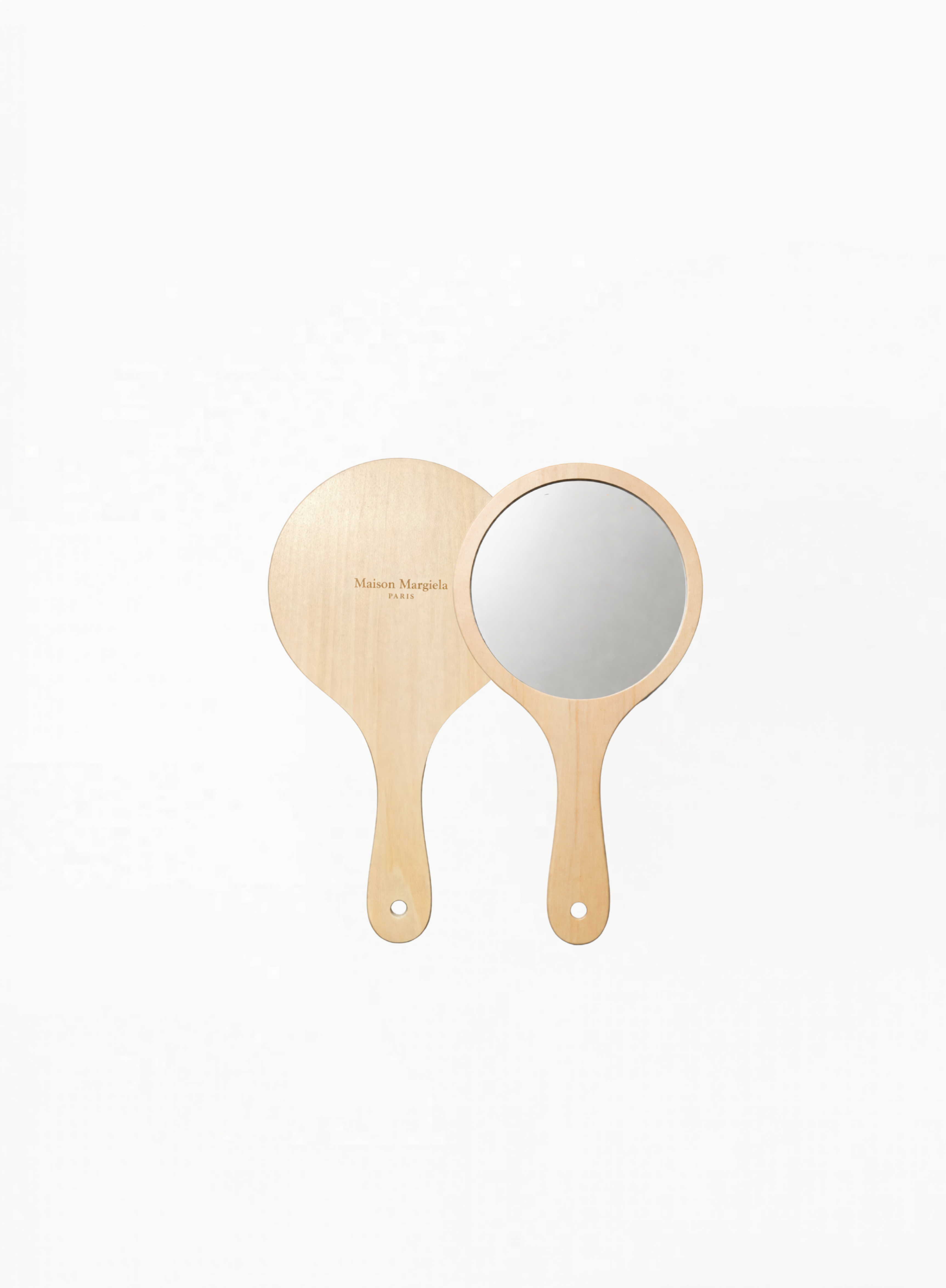 Maison Margiela Ultra Limited Edition Wooden Mirror, authentic luxury lifestyle accessory available at Exquisite.