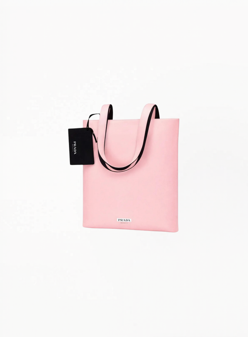 PRADA Two-Sided Cosmetics Tote in black and pink with branded tag, spacious 37x36cm premium tote bag for beauty essentials and daily use by Exquisite.