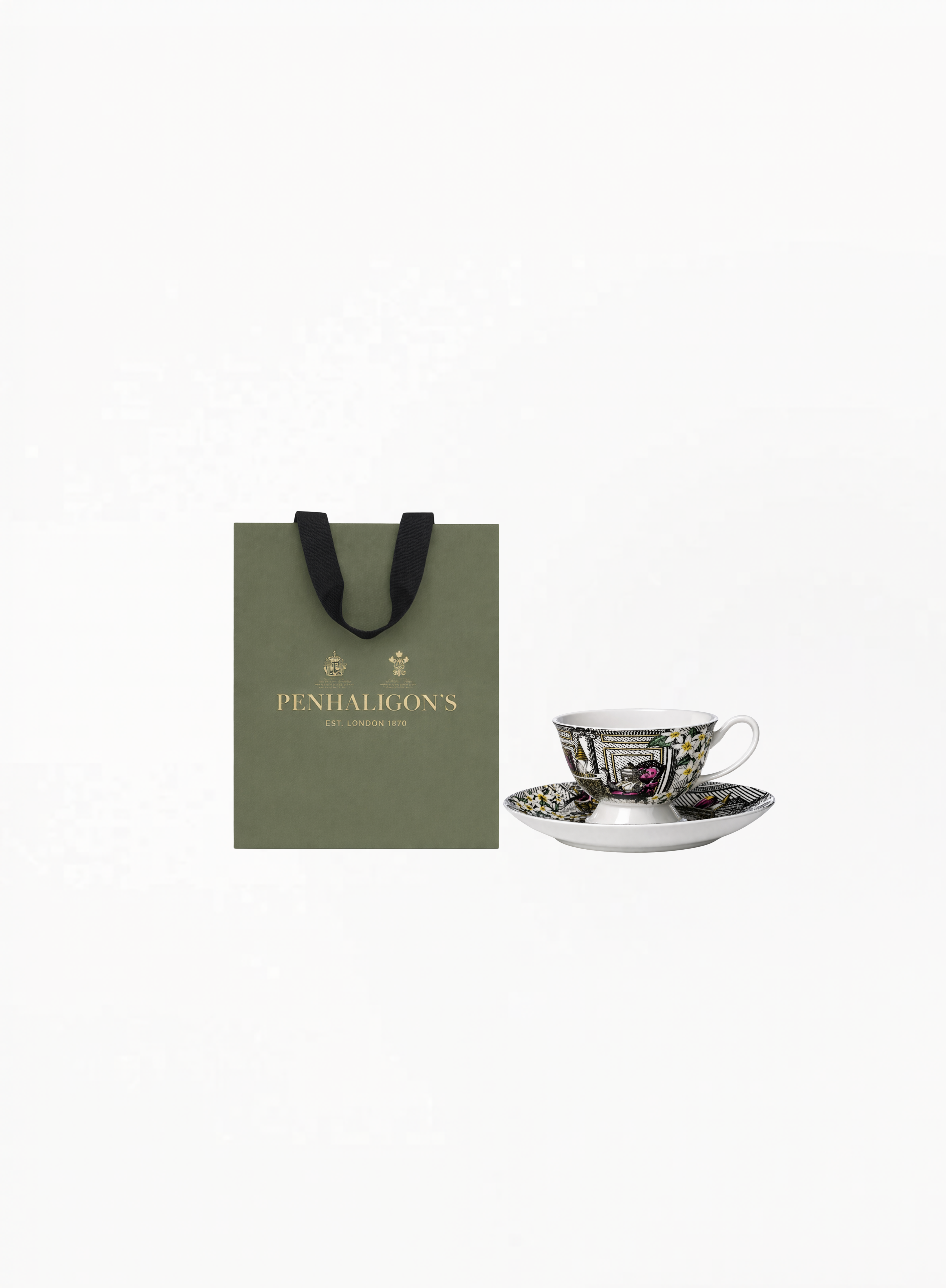 Penhaligon’s Tea Cup Exclusive Edition featuring an elegant collectible tea cup with refined British-inspired luxury detailing by Exquisite.