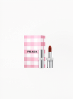 Prada Monochrome Lipstick B103 with Limited Edition Prada box, displayed on a clean elegant background featuring authentic Prada Beauty luxury packaging and refined monochrome design details.