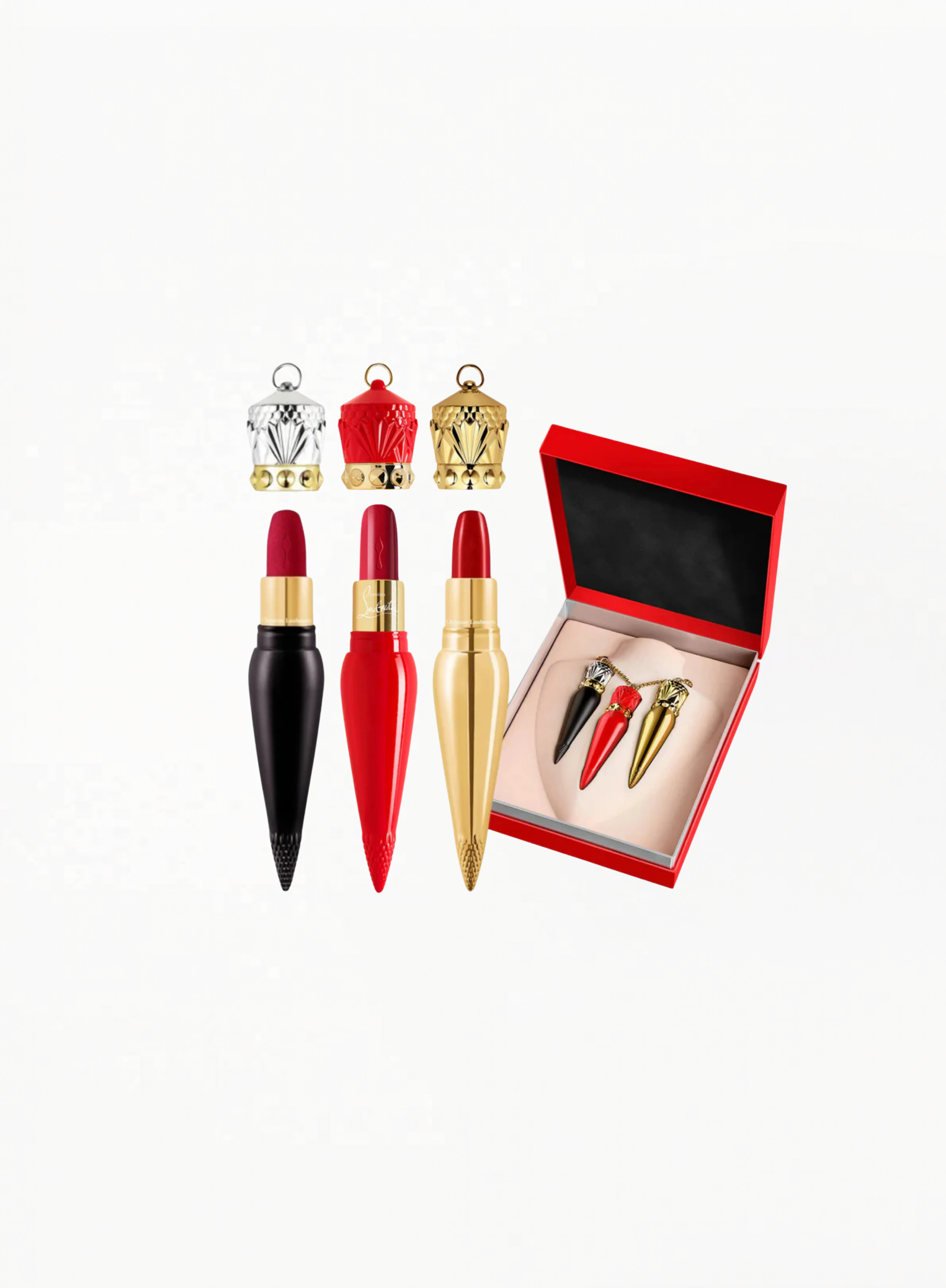 Christian Louboutin Lipstick Gift Set 001M 001 And 001G Red Icons in Luxury Box