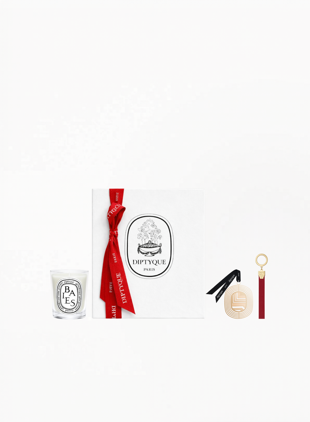 DIPTYQUE Baies Candle 70G Limited Edition Gift Box with Christmas Ornament & Keychain Set