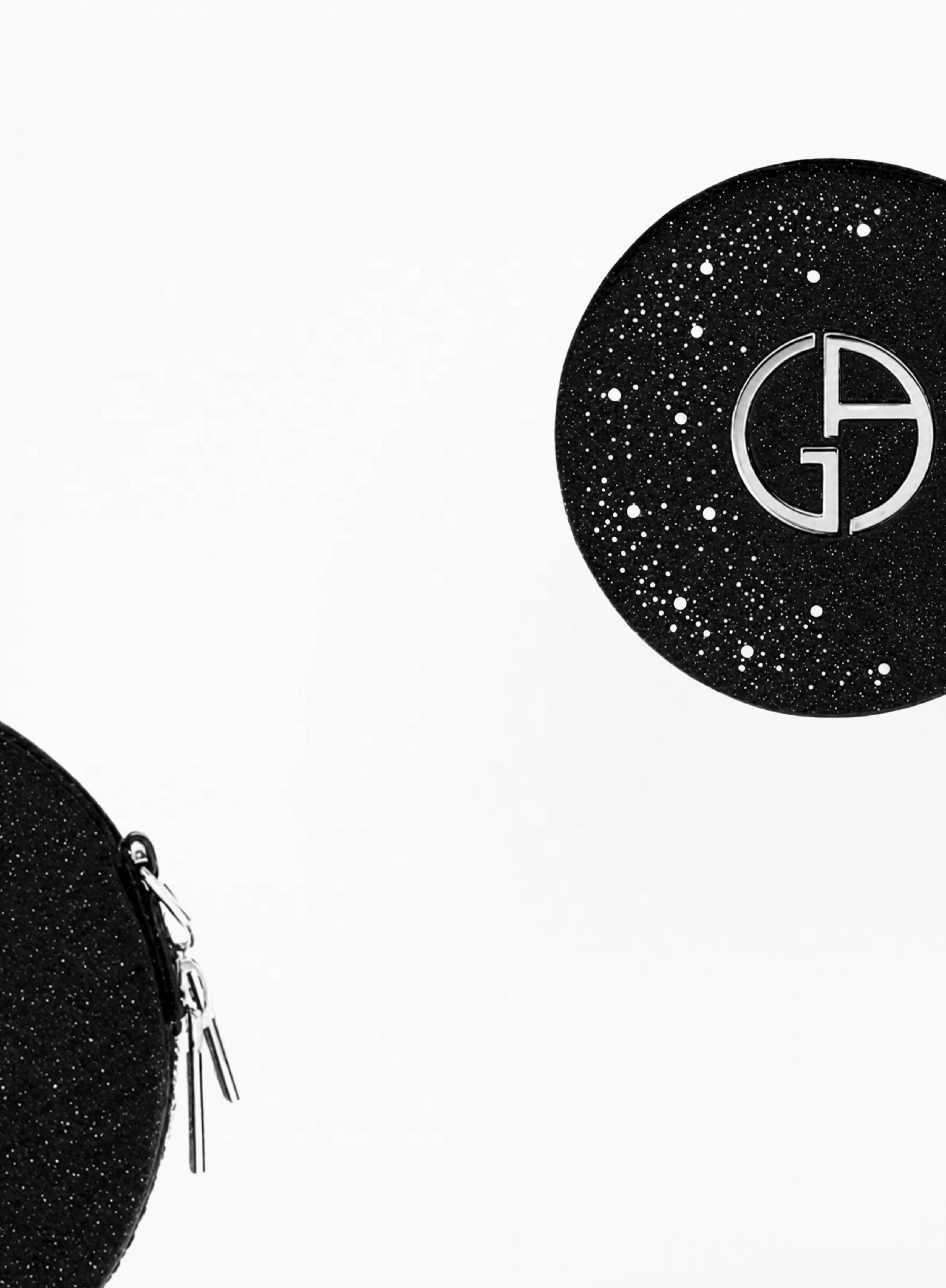 GIORGIO ARMANI კრისტალებით გაფორმებული მრგვალი შავი ჩანთა 