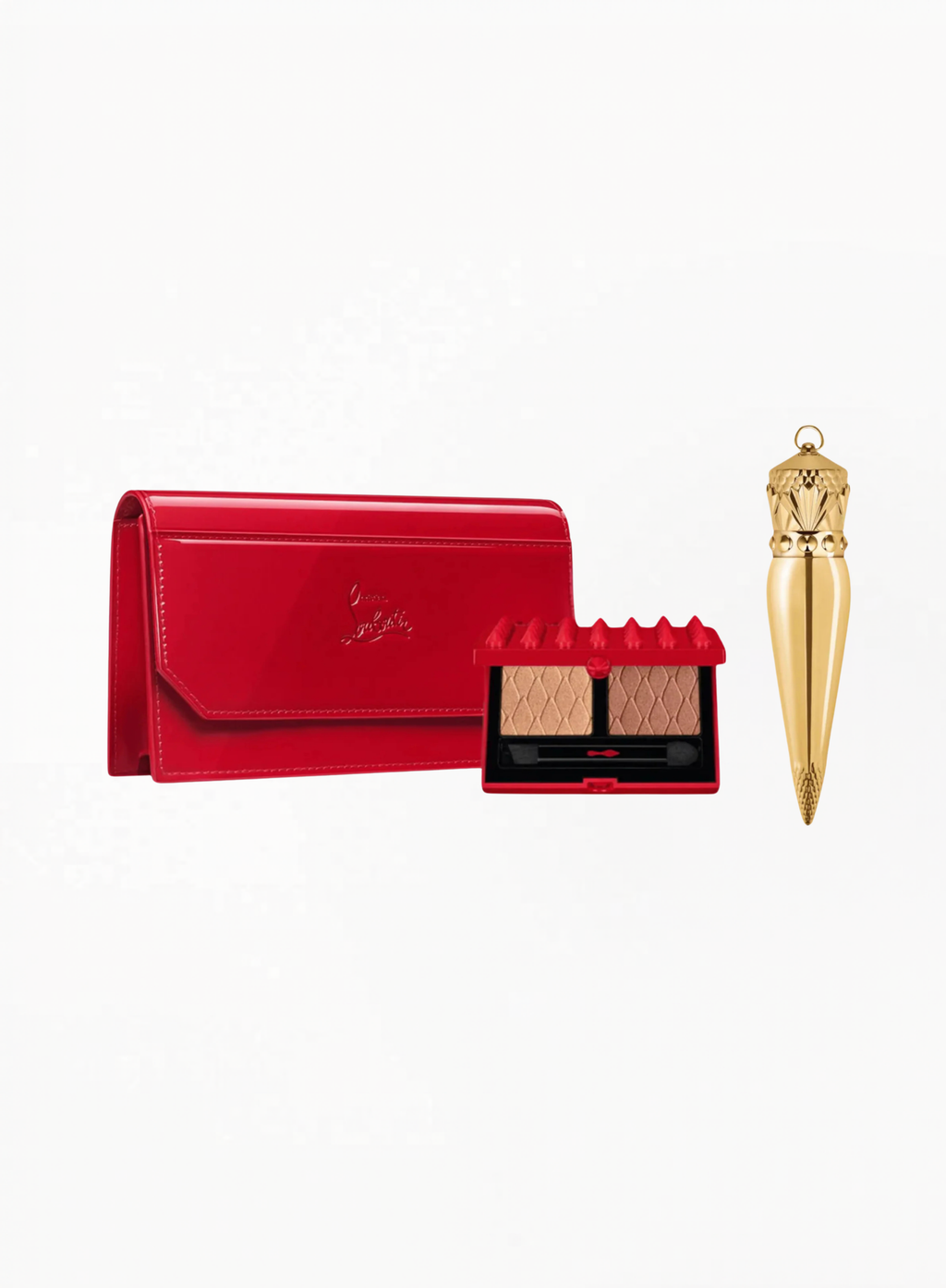 Christian Louboutin Abracadabra Le Duo Eyeshadow / Silky Satin Lip Colour Berry Revue 147 / Cosmetics Bag