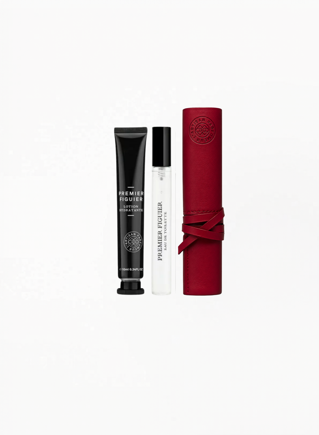 L’Artisan Parfumeur Red Leather Case – The Art of Leather / Premier Figuier Eau de Toilette 10ml / Lotion 10m
