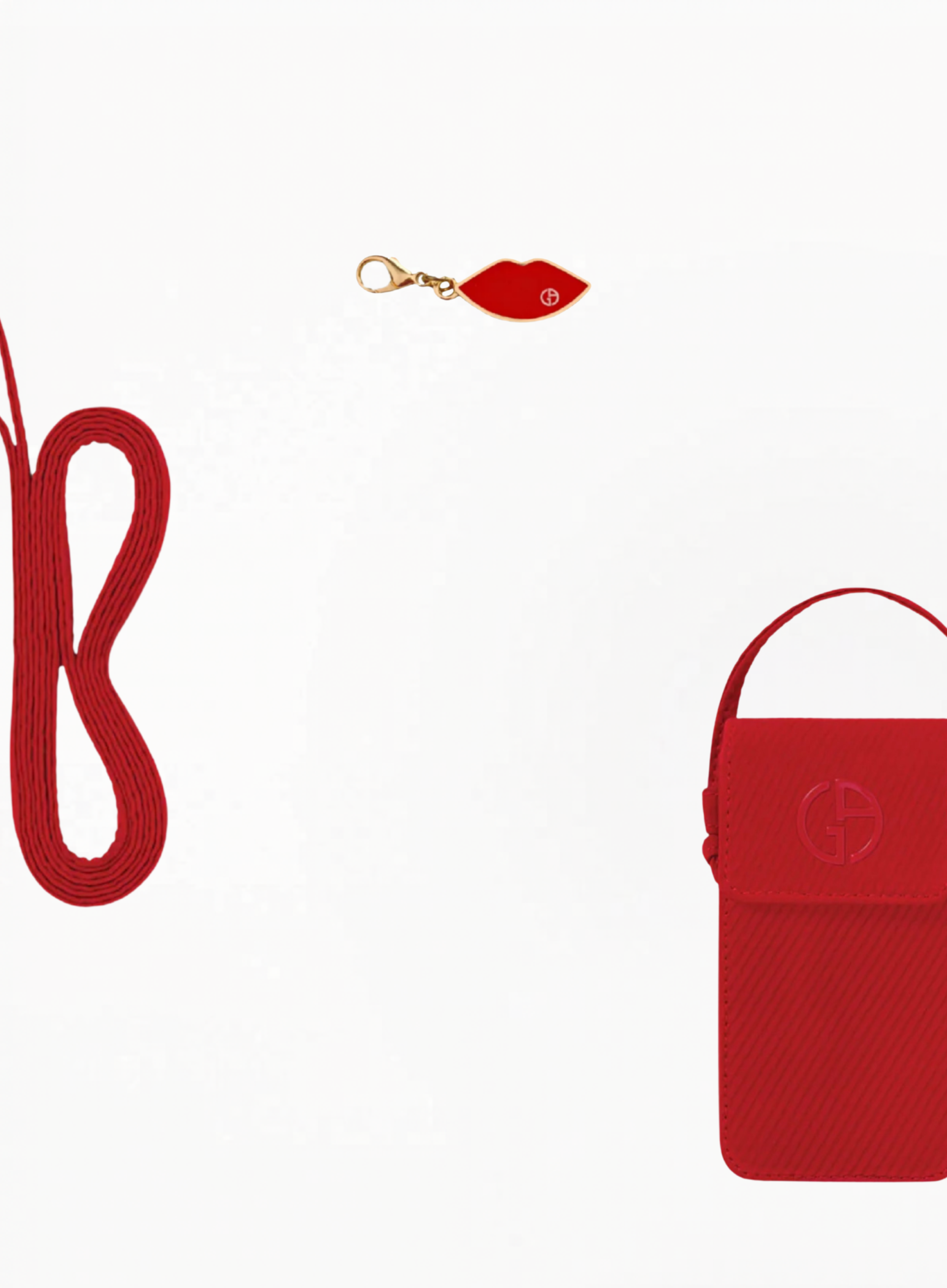 GIORGIO ARMANI Red Lipstick Bag 13x7cm And Armani Lip Charm