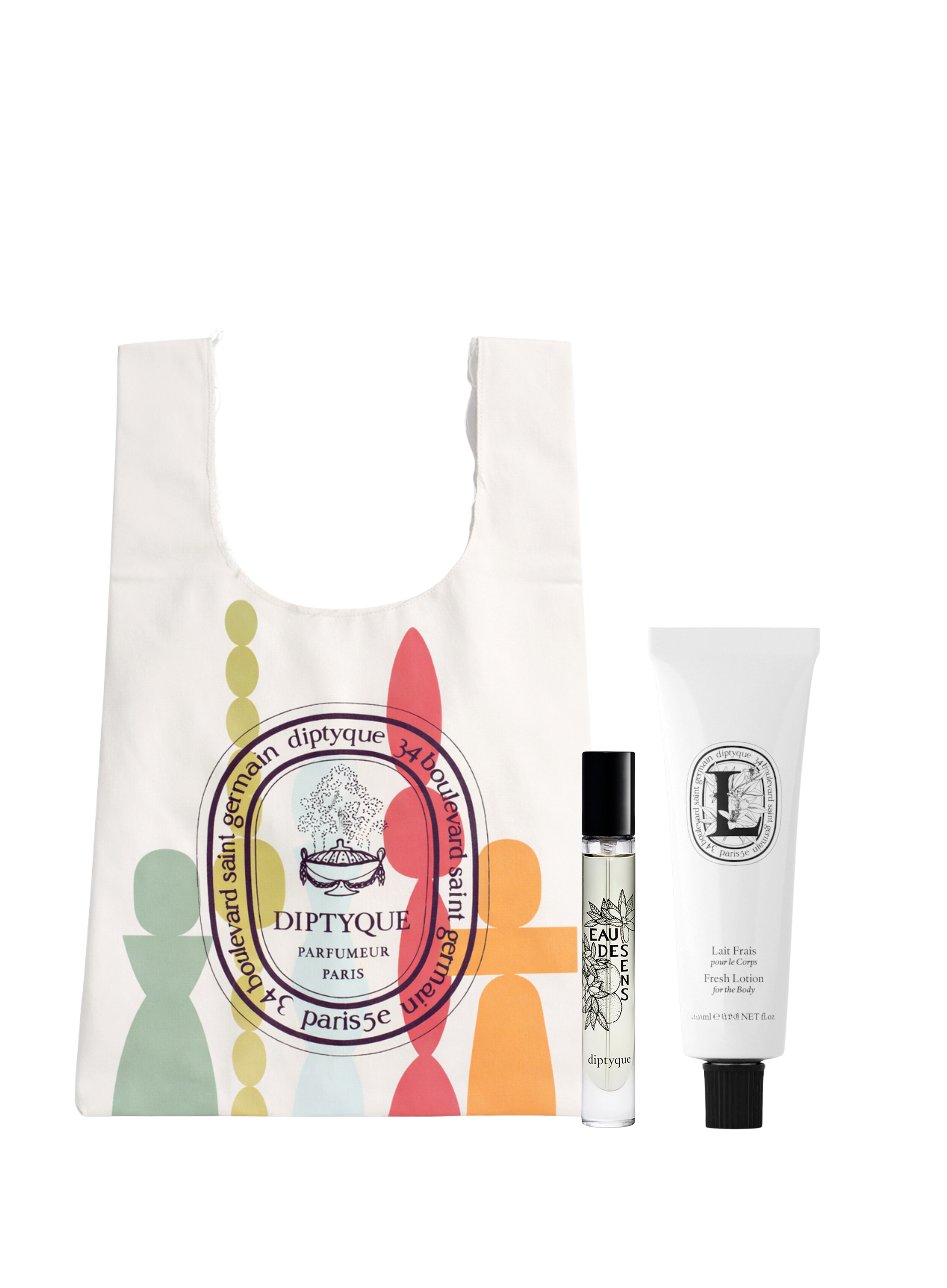 Diptyque Eau des Sens Set – 10ML EDT, Body Lotion 50ML & Limited Edition Tote Bag 54x31cm