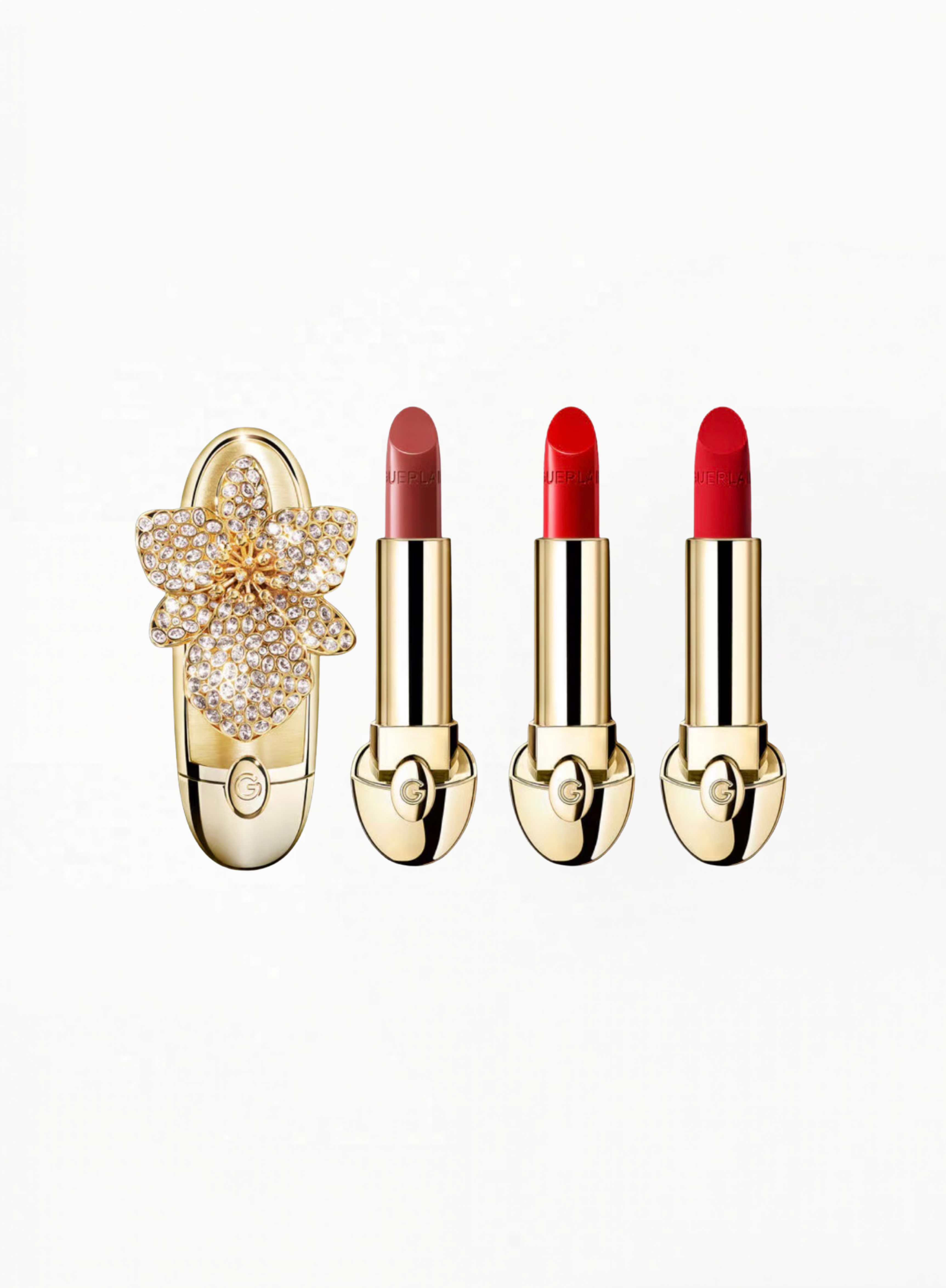 GUERLAIN Rouge G Orchid Bloom of Begüm Khan ტუჩსაცხის სეტი (ხელმისაწვდომია მხოლოდ Exquisite Club-ის წევრებისთვის)