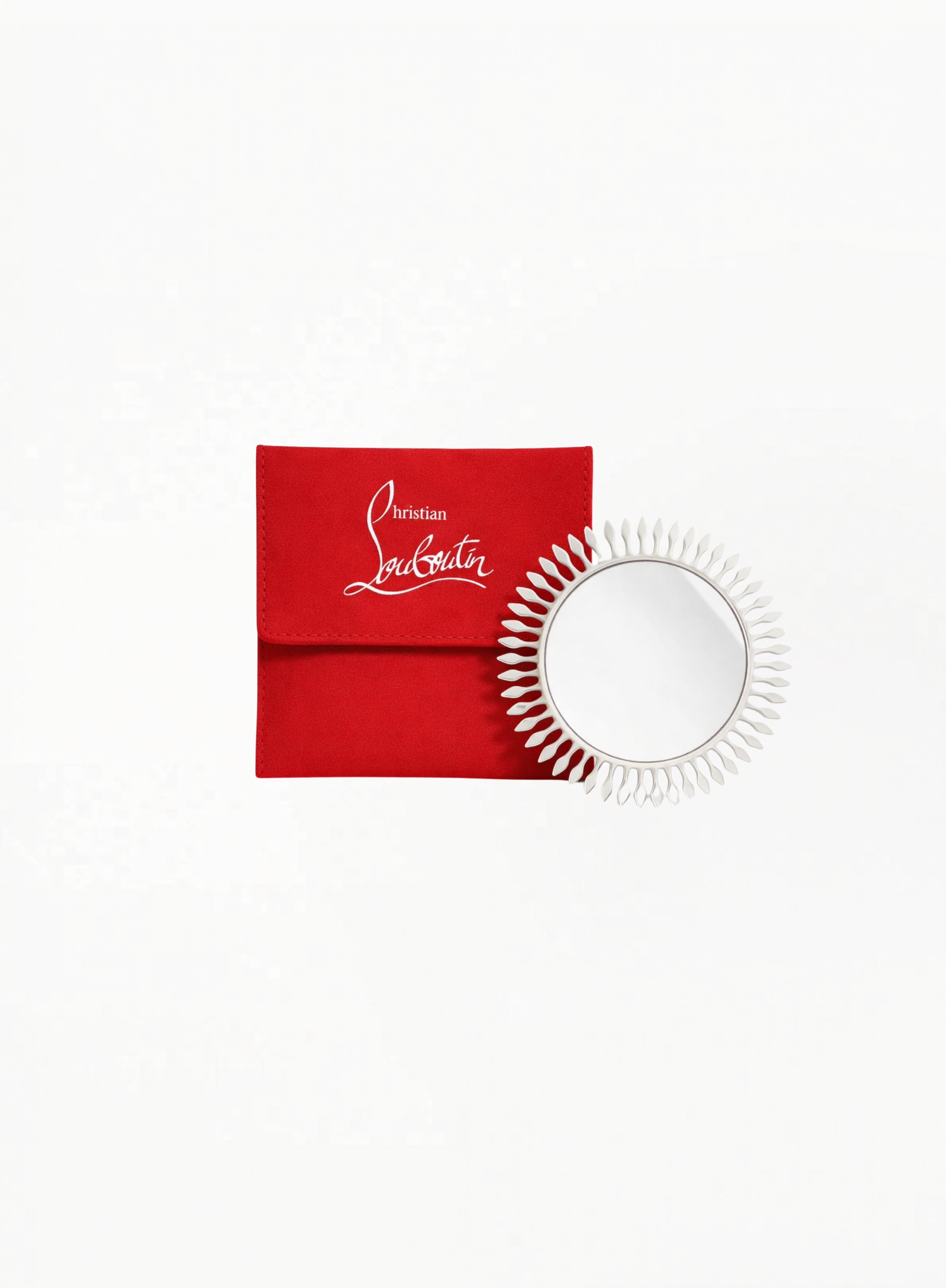 CHRISTIAN LOUBOUTIN Decorative Hand Mirror with Signature Red Pouch