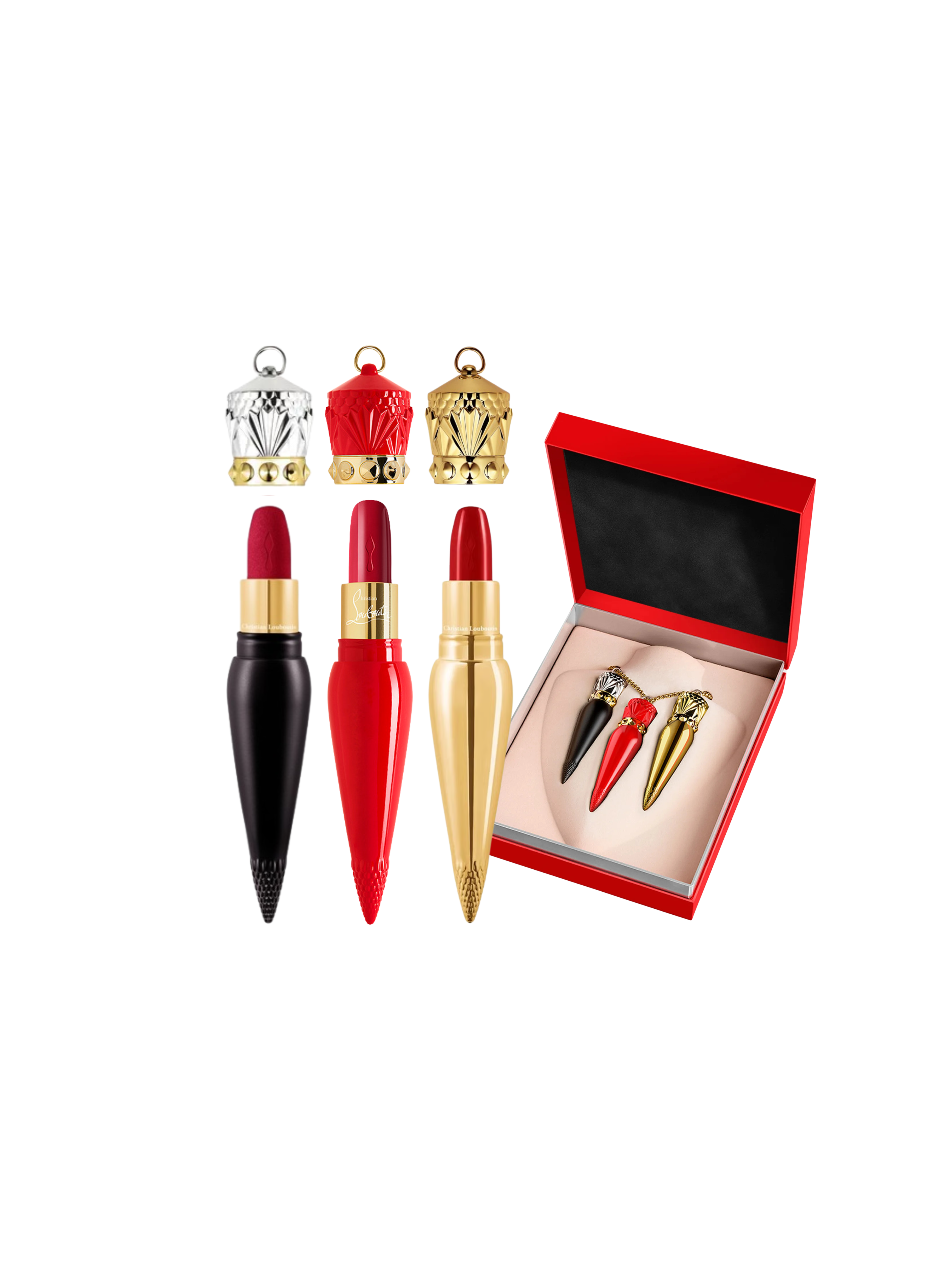 Christian Louboutin Lipstick Gift Set 001M 001 And 001G Red Icons in Luxury Box