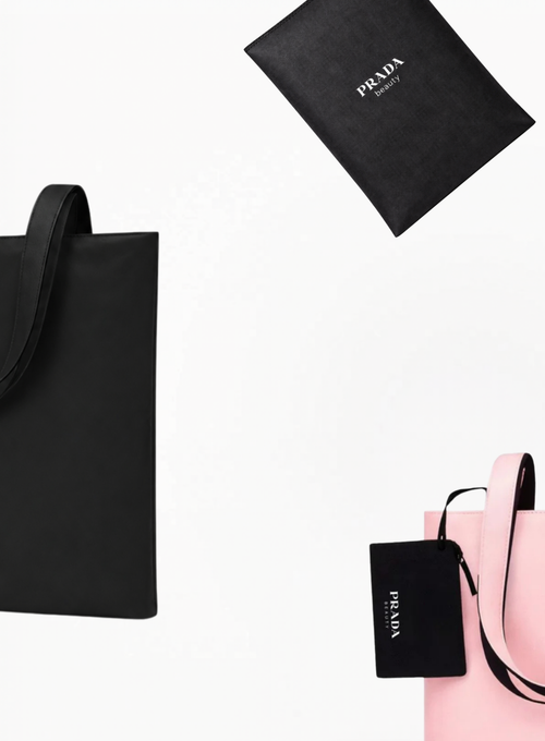 PRADA Two-Sided Cosmetics Tote – Black & Pink with Tag 37x36cm