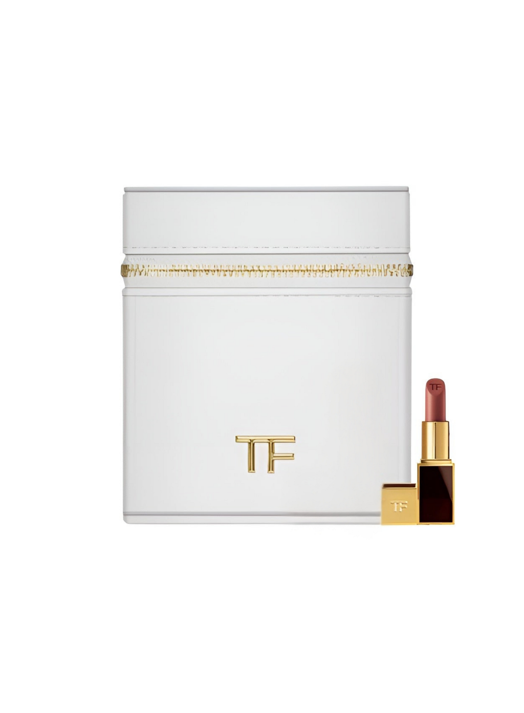 Tom Ford თეთრი კოსმეტიკის ჩანთა მინი ტუჩსაცხებით – Ultra-Shine 20 და True Coral #09