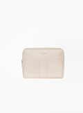 Tom Ford leather-effect cosmetic bag with minimalist luxury design and signature TF branding on white background – available at Exquisite.