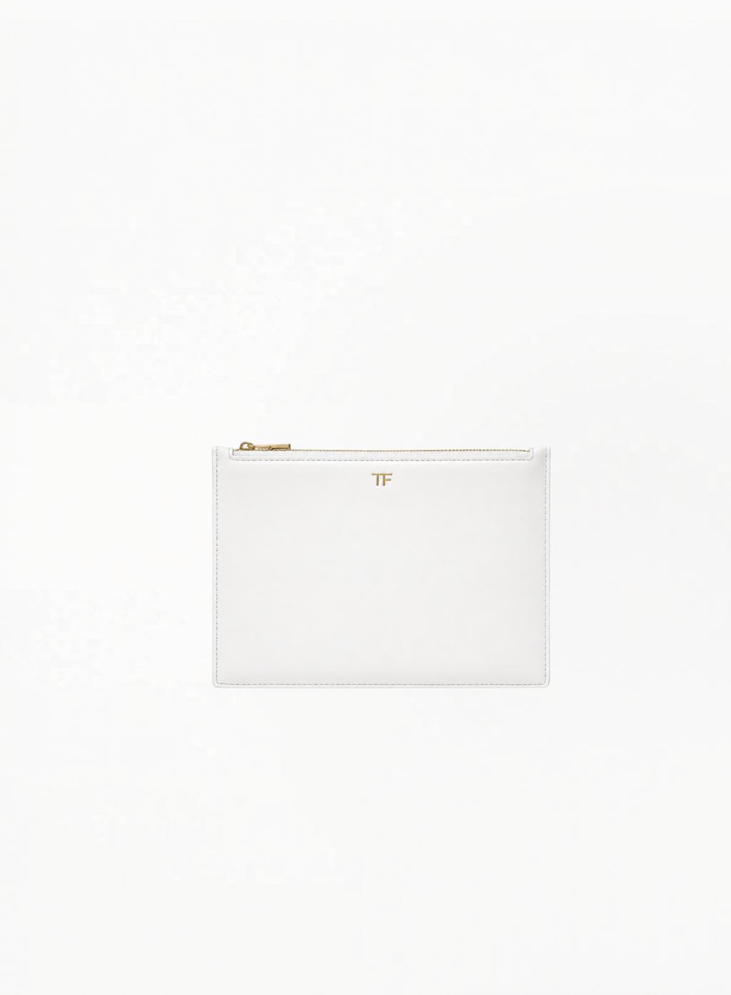 Tom Ford limited edition white cosmetic bag with luxury branded box and signature TF detailing on white background – available at Exquisite.