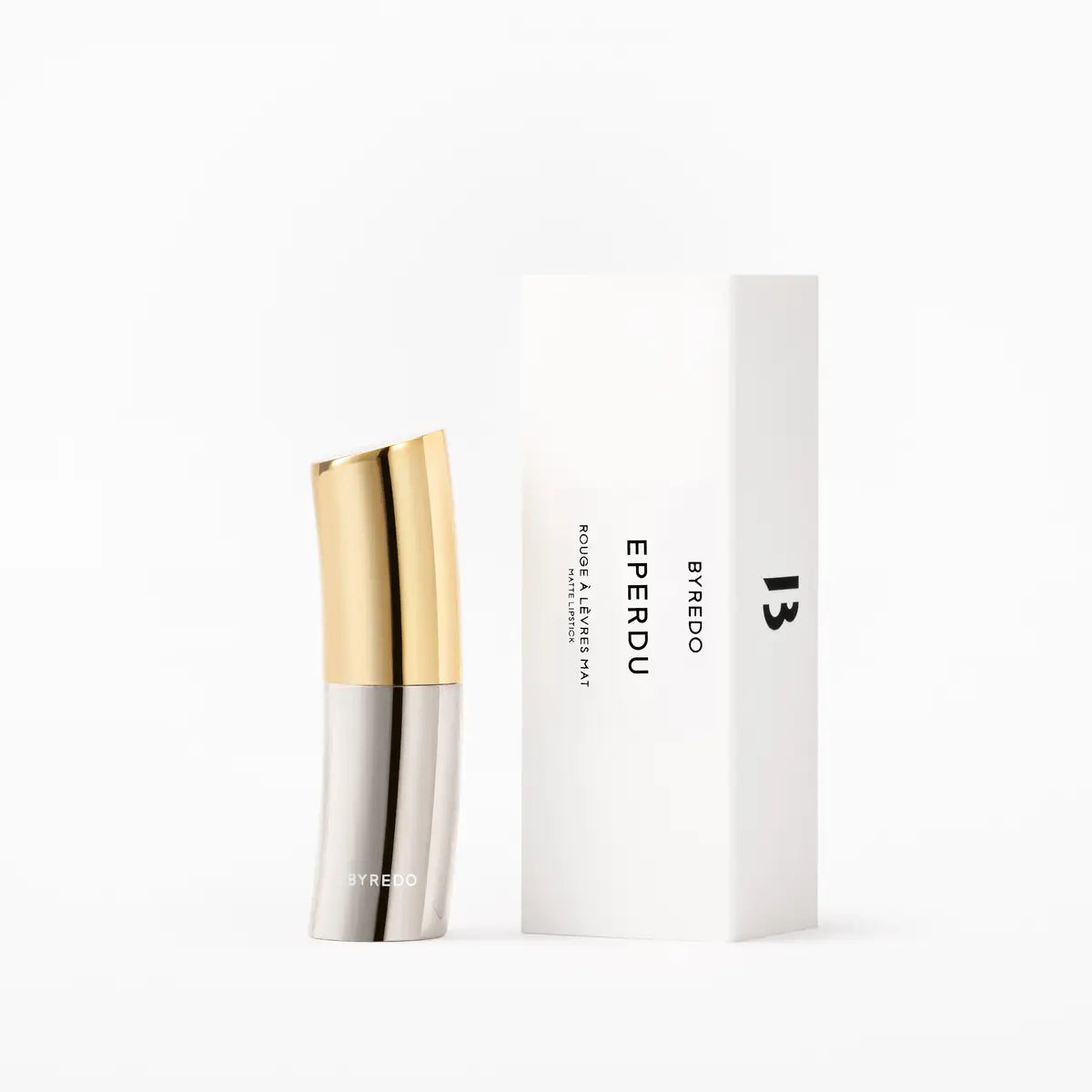 Byredo lipstick packaging box minimal white luxury design
