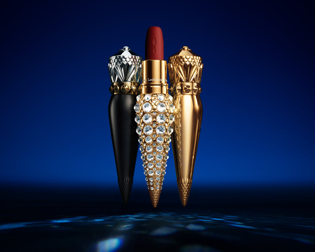 CHRISTIAN LOUBOUTIN Rouge Louboutin Strass Limited Edition სასაჩუქრე კომპლექტი – L’Écrin Strass მრავალჯერადი გამოყენების ტუჩსაცხის ქეისი 003G Mundo Red ტუჩსაცხით