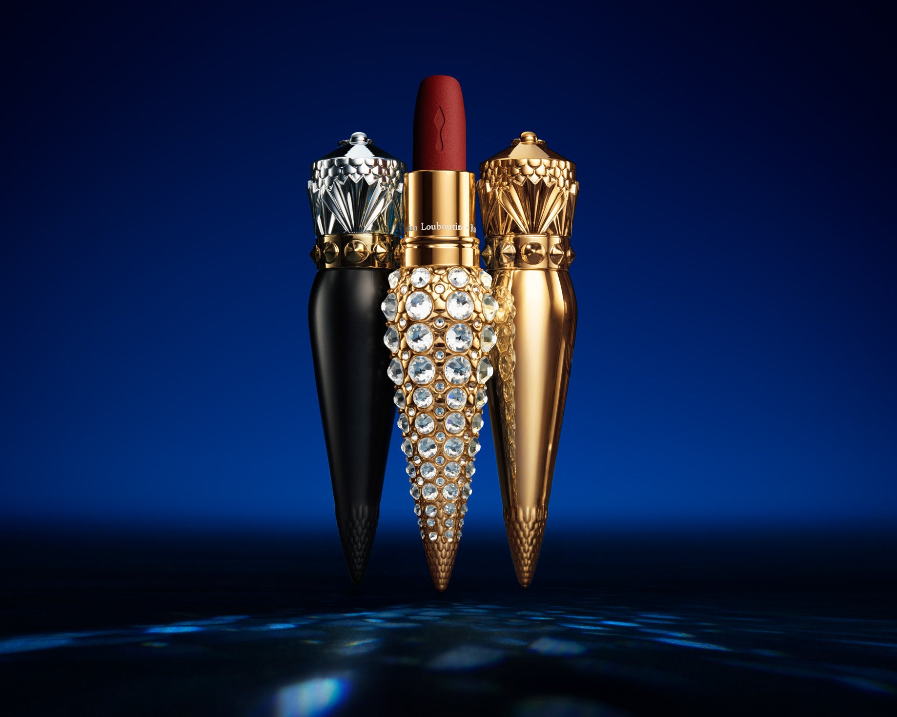 CHRISTIAN LOUBOUTIN Rouge Louboutin Strass Limited Edition Gift Set – L’Écrin Strass Refillable Lipstick Case with 003G Mundo Red