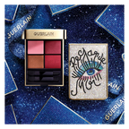 GUERLAIN Ombres G limited edition eyeshadow palette with jeweled eye motif case, featuring four pigmented shades and applicators, styled on a blue sparkling background — authentic luxury eyeshadow palette available at Exquisite Georgia.